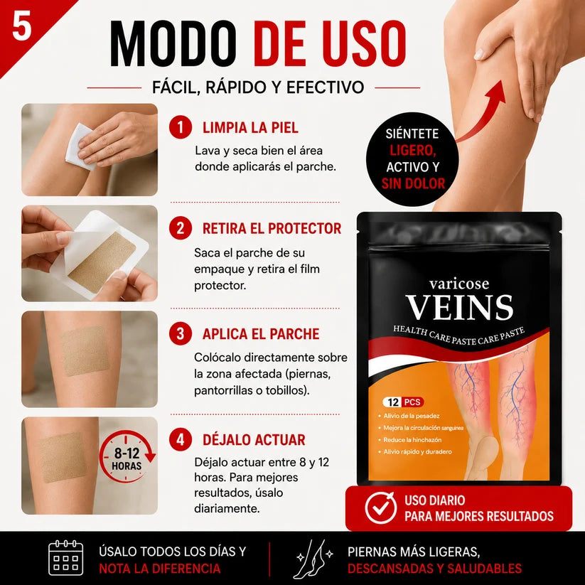 Parches Naturales para Varices y para las Piernas Cansadas - VeinPatch™