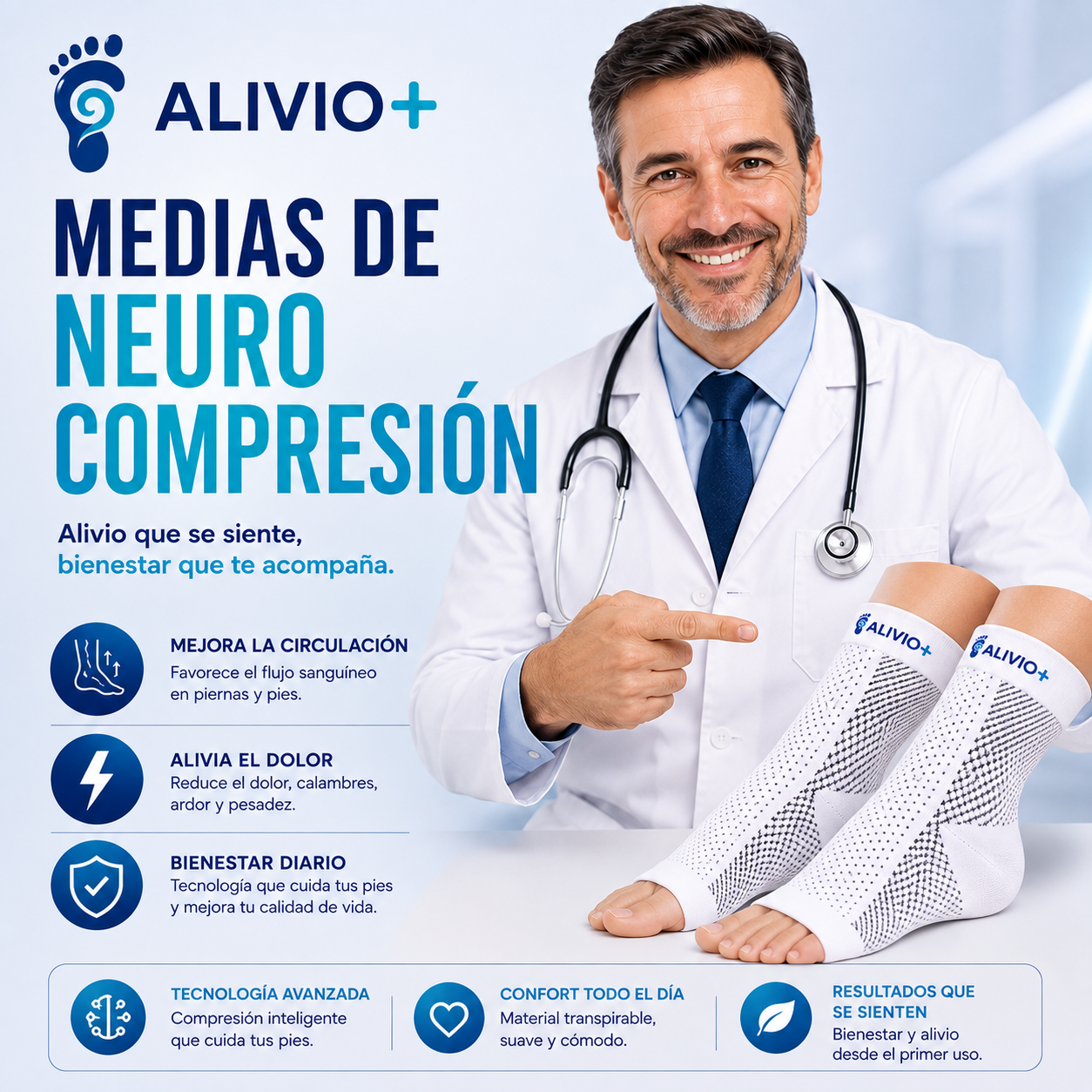Medias de Neuro Compresión - Alivio Instantáneo De Pies Hinchados y Adoloridos