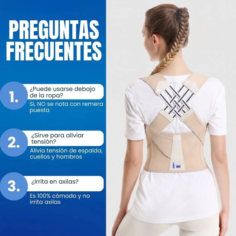 Corrector de Postura Ajustable OrthoMax® - Ayuda a Mejorar la Postura y Aliviar la Tensión en Espalda y Hombros - Tienda Ravenza