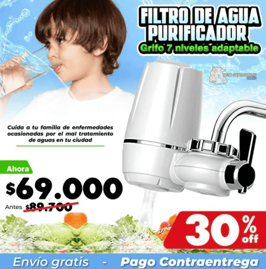 FILTRO PURIFICADOR DE AGUA PARA GRIFO ADAPTABLE - Tienda Ravenza
