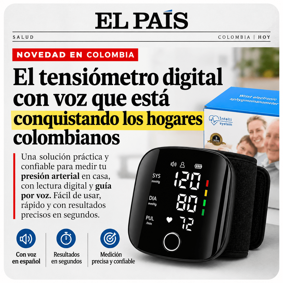 Tensiómetro Digital Recargable y con Voz + Estuche Gratis - Tienda Ravenza